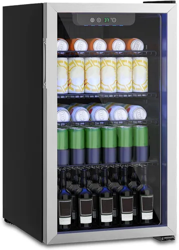 Vista 10 de Refrigerador compacto de 3.2 pies cúbicos con congelador, 7 ajustes de temperatura, refrigerador compacto de una sola puerta, termostato ajustable