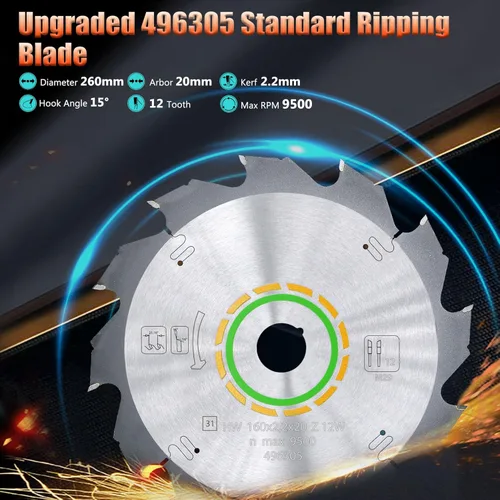 Vista 2 de Hoja de Sierra de Riel de Corte al Hilo Estándar Mejorada 496305 12T de 160mm Compatible con Sierra de Corte por Inmersión FESTOOL TS 55, Compatible