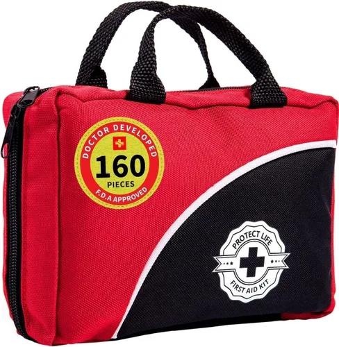 Vista 12 de Protect Life Kit de primeros auxilios, kit de primeros auxilios de viaje para automóvil, 100 piezas compacto de preparación para emergencias, kit