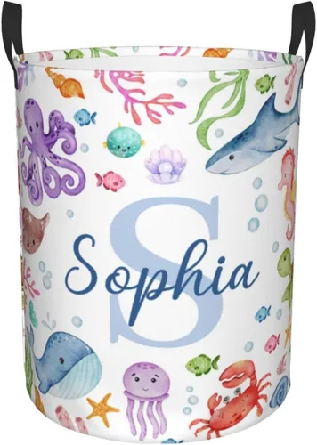 Vista 9 de ZOE DAVISON Cestas de lavandería personalizadas de león, regalos personalizados de león con nombre personalizado, cesta de lavandería plegable