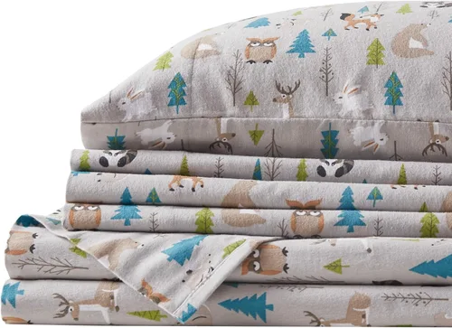 Vista 23 de Comfort Spaces - Juego de cama de franela de algodón cálido y transpirable con sábanas de bolsillo profundo y fundas de almohada, tamaño King, gris