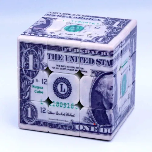 Vista 2 de Speed Cube - Rompecabezas de cubo mágico de 3 x 3 pulgadas, diseño de fachada de un dólar, juego de inteligencia intelectual, efecto de alivio