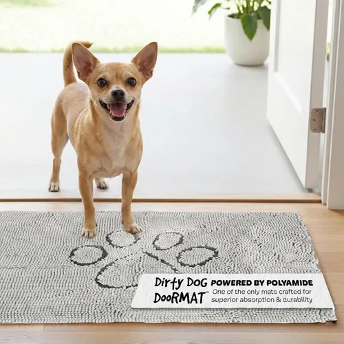 Vista 17 de Dog Gone Smart Dirty Dog Doormat - Tapete de secado rápido con respaldo súper adherente para pisos limpios - Tapete súper absorbente y lavable a