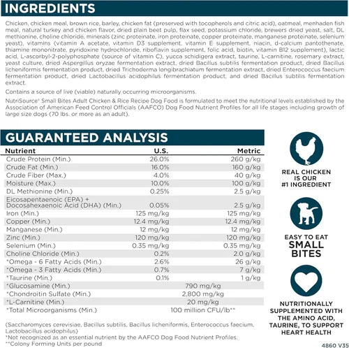 Vista 7 de NutriSource Alimento seco para perros adultos, bocados pequeños, pollo y arroz, 4 libras