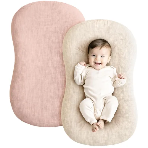 Vista 17 de Konssy Juego de 2 fundas de muselina para tumbona de bebé, 100% algodón, suave y transpirable, funda para nido de bebé para niños y niñas