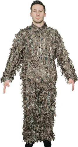 Vista 16 de QuikCamo Mossy Oak 3D Leafy Camo Ghillie Suit - Breathable Quiet Mesh, Snaps and Zippered Pockets for Turkey Hunting