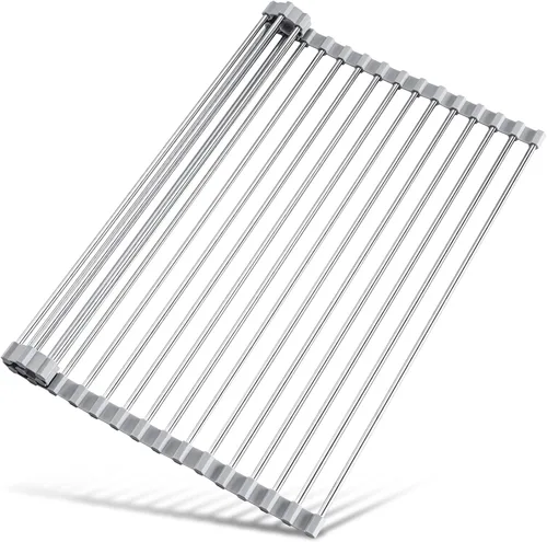 Vista 9 de Tomorotec Escurridor de platos enrollable de 17.7 x 12.5 pulgadas para colocar sobre el fregadero, para fregadero de cocina, accesorios multiusos