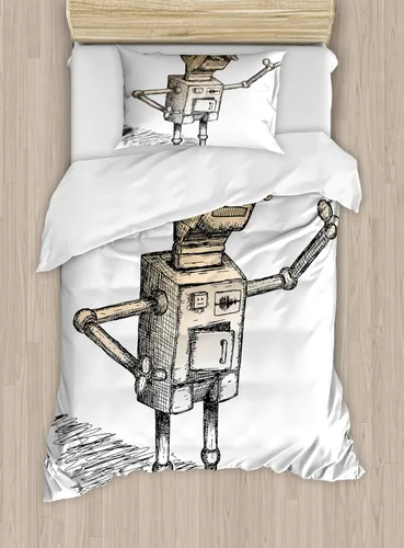 Vista 5 de Ambesonne Hawaii - Juego de funda de edredón de verano, palmeras y hojas exóticas de helecho, fondo colorido abstracto, juego de ropa de cama