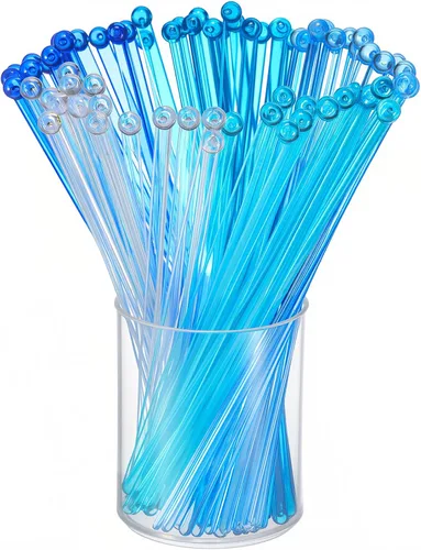 Vista 7 de Mudder 100 unidades desechables de plástico redondo superior cristal Swizzle Sticks (dorado)