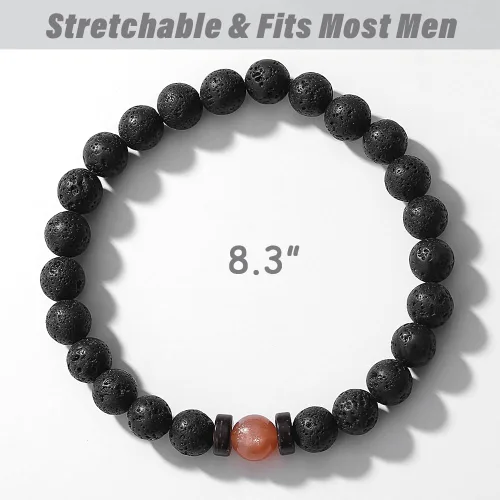 Vista 8 de Christmas Stocking Stuffers for Teen Boys/Men-Strength/Confidence-Masculine Handmade Gemstone Bracelets with Meaningful Card