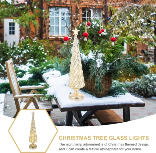 Vista 3 de Beaupretty Decoración de mesa de árbol de Navidad de cristal, árbol de mesa iluminado con luces de hadas, lámpara de noche decorativa para Navidad