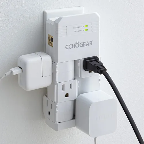 Vista 9 de ECHOGEAR Toma de pared con puertos USB y protección contra sobretensiones, 8 dispositivos 6 enchufes giratorios de CA, 2 incluye 1 puerto USB-C