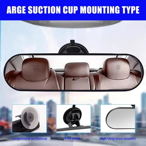 Vista 4 de 1 espejo retrovisor con ventosa, espejo retrovisor HD para automóvil, ABS ajustable antirreflejo, para la mayoría de automóviles, SUV, camiones