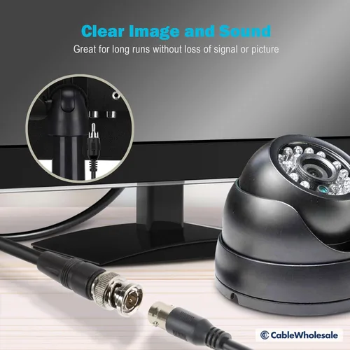 Vista 3 de CableWholesale RG59U Cable coaxial BNC a RCA de vídeo, negro, cable coaxial BNC macho a RCA macho, 75 ohmios, 64% trenzado, 3 pies