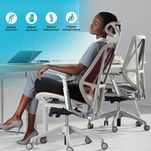 Vista 6 de Benazcap Cojín de asiento de espuma viscoelástica para silla de oficina, cojines ergonómicos para aliviar el dolor de coxis, ciática y respaldo