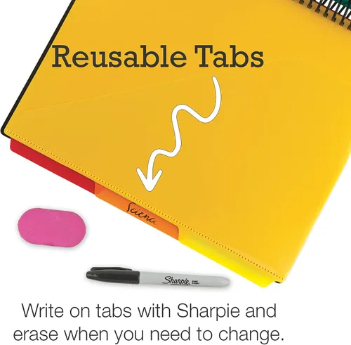 Vista 4 de Samsill Paquete de 2 carpetas de proyectos en espiral de 24 bolsillos con 12 divisores, bolsa con cremallera, cubierta frontal personalizable