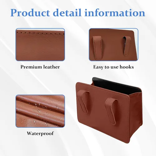 Vista 3 de Augeny Cubo de basura plegable de cuero impermeable con un rollo de bolsa de basura, mini contenedor multifuncional para almacenamiento automático