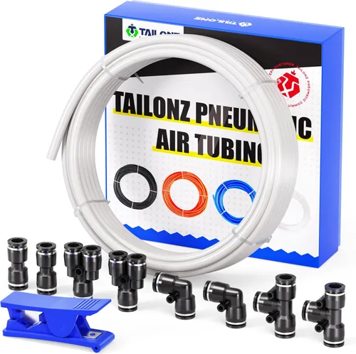 Vista 12 de TAILONZ PNEUMATIC Negro DOT 1/2 pulgada de 32.8 ft 32.8ft Nylon Air Tubing Kit Tubería Manguera de tubería de línea de aire Tubería o transferencia