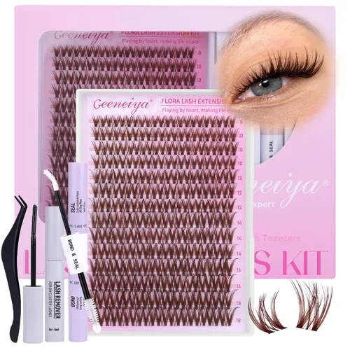 Vista 8 de Geeneiya Kit de Extensión de Pestañas 20D+40D, Racimos de Pestañas Suaves, Kit de Extensiones de Pestañas Naturales con Enlace de Pestañas