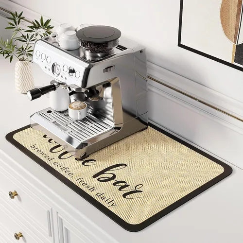 Vista 19 de DK177 Tapete de café – Tapete de secado de platos para encimera de cocina, ocultar manchas, absorbente con respaldo de goma impermeable, apto