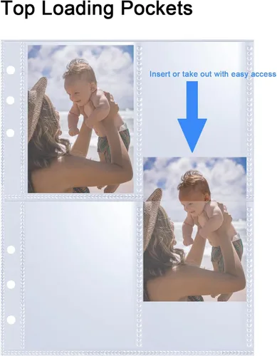 Vista 6 de Paquete de 30 fundas para carpeta A5 de 6 anillos con 240 bolsillos, fundas para tarjetas de intercambio de 2.5 x 3.5 pulgadas, protector de página