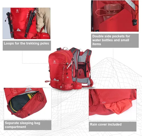 Vista 21 de KAILAS Q-WIND II 28L Hiking Daypack Waterproof Lightweight Backpack with Rain Cover for Men Women Travel Outdoor