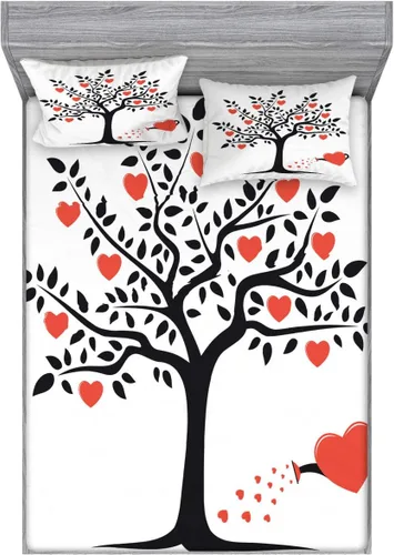 Vista 25 de Ambesonne Island Map - Juego de sábanas bajeras y fundas de almohada, mapa del tesoro súper detallado, diseño de piratas rústicos grungy, tema