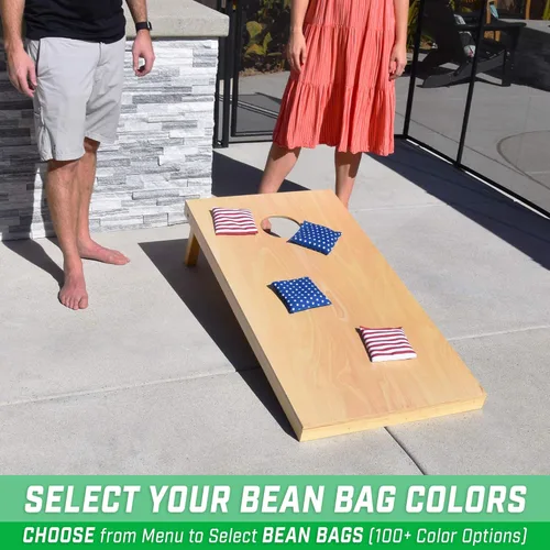 Vista 4 de GoSports 4 ft x 2 ft Regulation Size Wooden Cornhole Boards Set with Natural Wood Stain Finish - Includes Carrying Case