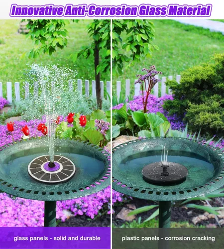 Vista 5 de SZMP Fuente solar de 3.5 W para pájaros con flor Panel de vidrio mejorado y fuente solar Panel de vidrio mejorado 100% panel de vidrio (blanco)