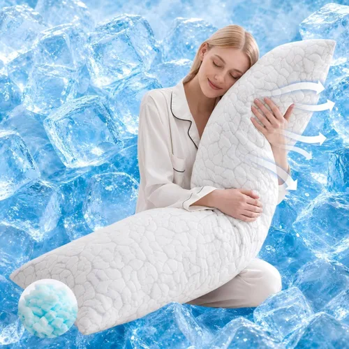 Vista 9 de Almohadas refrescantes para dormir 1 paquete, tamaño Queen, almohadas ajustables de espuma viscoelástica triturada, almohadas de cama firmes
