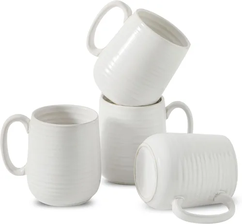 Vista 17 de HASENSE Juego de 6 tazas de café de cerámica con asa, taza grande de café con leche de Navidad para té, cacao caliente, leche, elegante taza