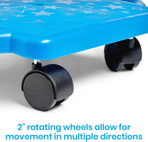 Vista 4 de hand2mind Tabla de Scooter Azul de Interior con Asas, Scooter de Piso para Sentarse, Actividades de Gimnasio para Niños, Juegos de Recreo