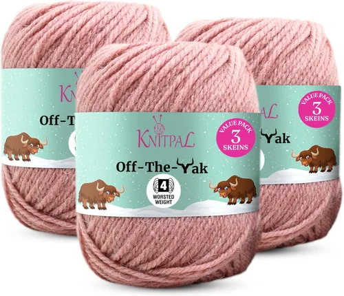 Vista 22 de Off-The-Yak - Hilo de lana para tejer, paquete de 3 (360 yardas/10.58 oz), patrones libres, hilo de mezcla acrílica de lana para tejer, peso #4