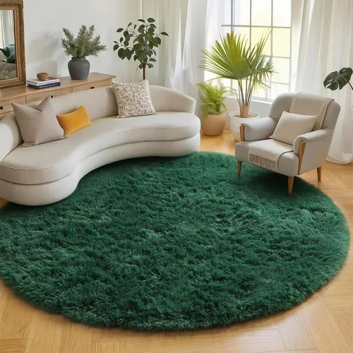 Vista 134 de ONASAR - Alfombra redonda rosa claro de 2 pies, esponjosa, lavable, tapete de gato o perro, suave, afelpada, peluda, tapete circular para dormitorio