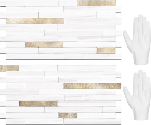 Vista 11 de STICKGOO 20 Hojas Azulejos Adhesivos Despegar y Pegar para Salpicadero, Azulejos Adhesivos para Salpicadero de Cocina y Baño, Aspecto Blanco Volakas