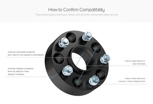 Vista 13 de 2 separadores de rueda centrados, patrón de pernos de 5 x 4.5 pulgadas, agujeros de 2.60 pulgadas, tuercas de 12 x 1.25 pulgadas