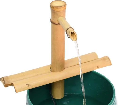 Vista 4 de Kit de fuente de bambú de 12 pulgadas, boquilla media redonda ajustable con bomba silenciosa para fuentes de cuencos de interior/exterior