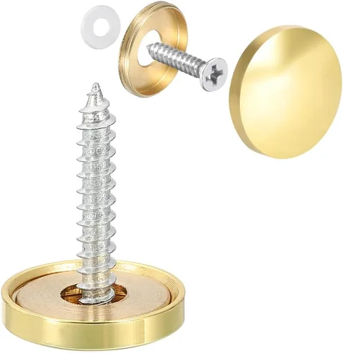 uxcell Tornillos de espejo tapas decorativas cubierta clavos oro pulido 0.709 in 4pcs