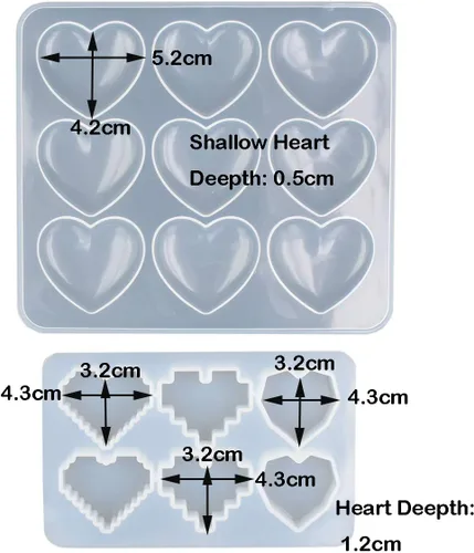 Vista 2 de Molde epoxi en forma de corazón de 2 estilos DIY molde de silicona de fundición de resina para hacer llaveros colgantes de corazón de amor