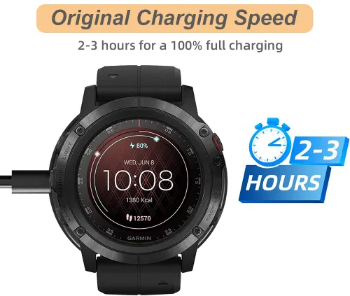 Vista 5 de Cable cargador para reloj Garmin - Venu 3 3S, Instinct 3 2, Vivoactive 6 5 4, Forerunner 970 965 955 945 935 745 570 265 255 245 165 55, Fenix 8 7 6