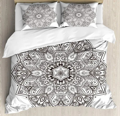 Vista 193 de Ambesonne Hawaii - Juego de funda de edredón de verano, palmeras y hojas exóticas de helecho, fondo colorido abstracto, juego de ropa de cama