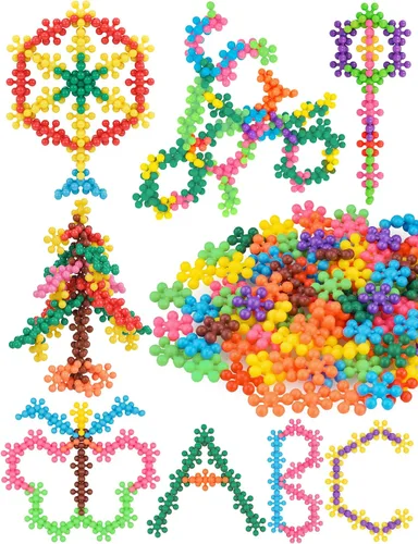 Vista 12 de Juguete educativo de bloques de construcción entrelazados de copo de nieve, 100 piezas para niños a partir de 3 años, plástico sólido multicolor