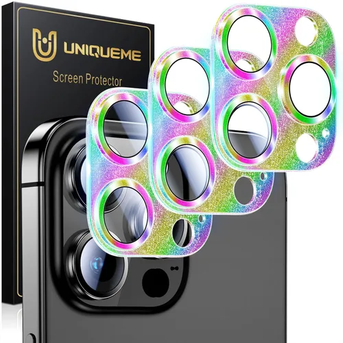 Vista 46 de UniqueMe para Paquete de 3 Protectores de Lente de Cámara para iPhone 15 Pro/iPhone 15 Pro Max, [Protección contra Caídas] [Compatible con Fundas]