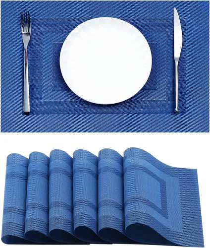 Vista 124 de Leetaltree - Juego de 4 manteles individuales beige, antideslizantes, resistentes al calor, para mesa de comedor, lavables, duraderos, de PVC