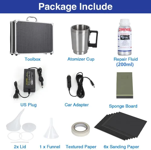 Vista 2 de Kit de reparación de faros ROYWOO, kits de restauración de faros de automóviles con 200ML de líquido de reparación, herramienta de reparación
