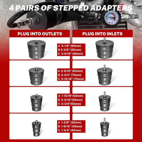 Vista 6 de Kit de prueba de fugas de turbo Boost de BILITOOLS, kit de prueba de fugas del sistema turbo de 10 piezas con abrazaderas de manguera T-Bolt