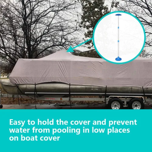 Vista 6 de iCOVER - Soporte para cubierta de barco de aluminio ajustable de altura y correa telescópica para evitar que el agua se hunda