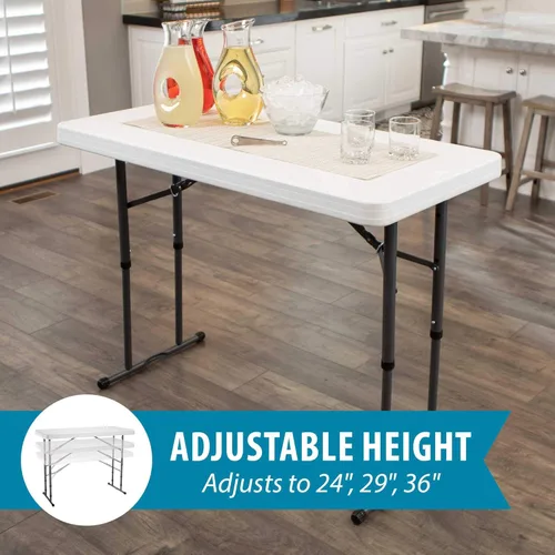 Vista 5 de Lifetime 80160 Mesa plegable de altura comercial ajustable, 4 pies, granito blanco e iceberg 65491 Indestructable Too 1200 Series Mesa plegable