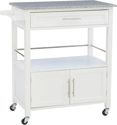 Vista 23 de Linon Cameron Granite Top Carrito de cocina, 36.02 x 24.02 x 17.99 pulgadas, negro