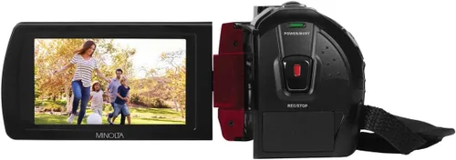 Vista 4 de Minolta MN220NV 1080p Full HD 24MP Videocámara de visión nocturna con WiFi con tarjeta de memoria de 32 GB (rojo)
